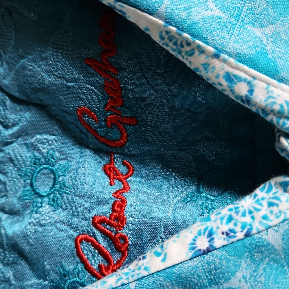 Robert Graham Aqua Short Slerves Patterned Men's Shirt - Picture 2 of 3